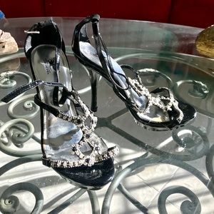 Black Heels with Rhinestones Straps